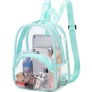 Stylish Teal Transparent Mini Backpack - Waterproof for Concerts and Sports